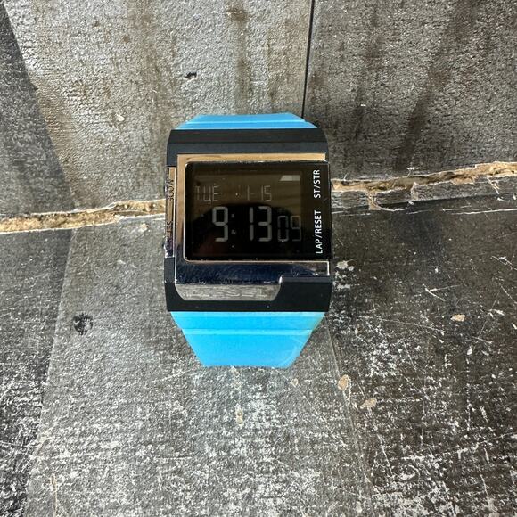 DIESEL Men's Digital Watch Silver Tone Blue Band DZ-7211 Tested - Picture 1 of 8